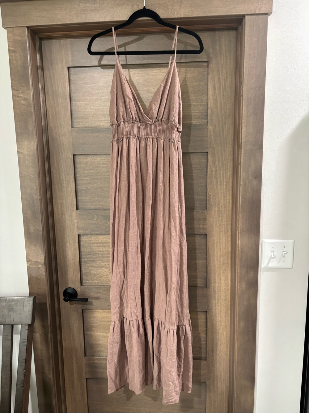 Peach Love California Taupe Spaghetti-Strap V-Neck Maxi Dress